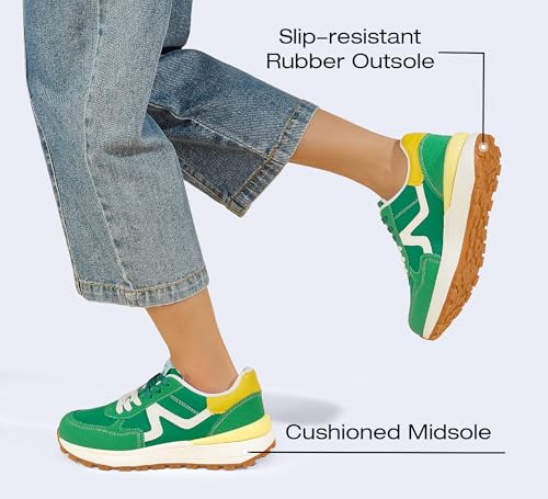 Image of LUCKY STEP Women's Retro Fashion Casual Sneakers Colorblock Platform Classic Trendy Trainning Anti-Slip Tennis Travel Walking Shoes