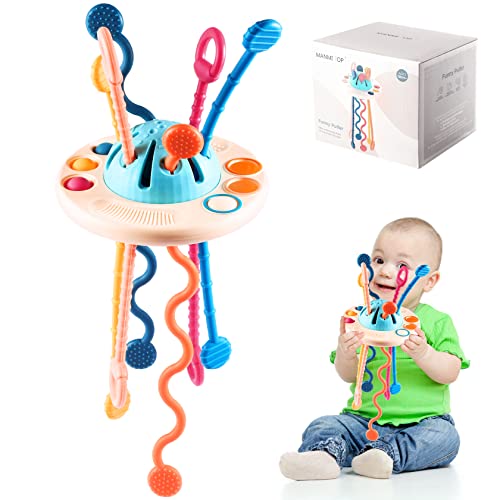 BuYupop Montessori Spielzeug ab 1 Jahr, Baby Spielzeug UFO Silikon Zugschnur Zahn Spielzeug,Spielzeug ab 1 Jahr,Sensorik Spielzeug,Lernspiele für Babys und Kleinkinder ab 18+ Monaten Cover