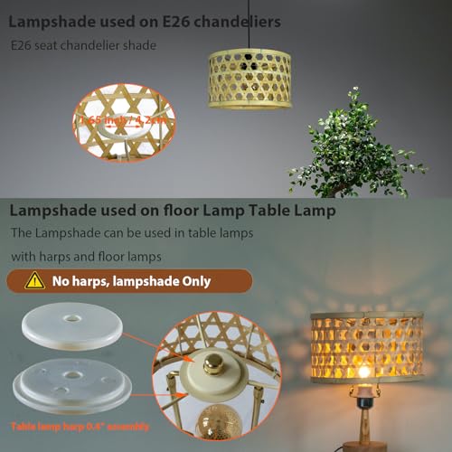 Osasy OS24-HX2BY1P(USA) Lampshade2By1 Table Lamp Rattan Lamp Shade, E26/E27 Base Boho Lamp Cover Home Decor Retro Lampshade thumb #2