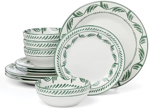Oneida Dinnerware Set, Solear Green 12-Piece Set, Service for 4, ...