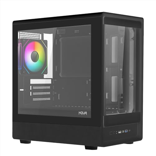 Noua Nexus Pk100, Case Gaming Microatx Compatto, Ventola Pwm Argb, Vetro Temperato A Doppia Finestra, Micro Tower Con Usb 3.0 E Type-C, Nero