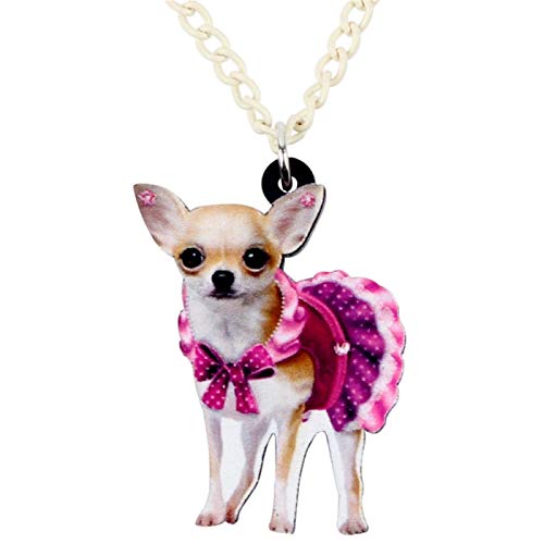 Collier pendentif chaîne chien acrylique rose doux bijou mignon