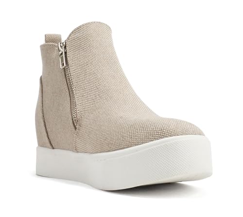 Image of Soda Taylor Hidden Wedge Sole Booties Ankle Heels Sneaker Shoes Side Zipper