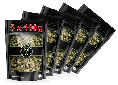 5 x Grove Bags Doppelfenster Terploc 100 Gramm Beutel selbstregulierendes Mikroklima 58-62% zum fermentieren aufbewahren und lagern von Kräutern