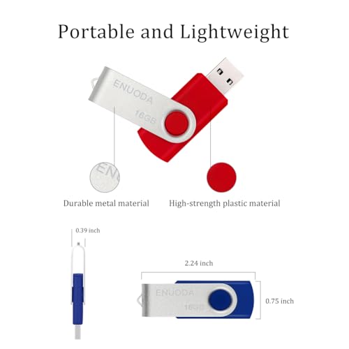 Image of 16GB Flash Drive 10 Pack ENUODA Thumb Drives 16GB Swivel Design USB 2.0 Memory Stick Jump Drive Pen Drive for Storage and Backup (10 Colors)