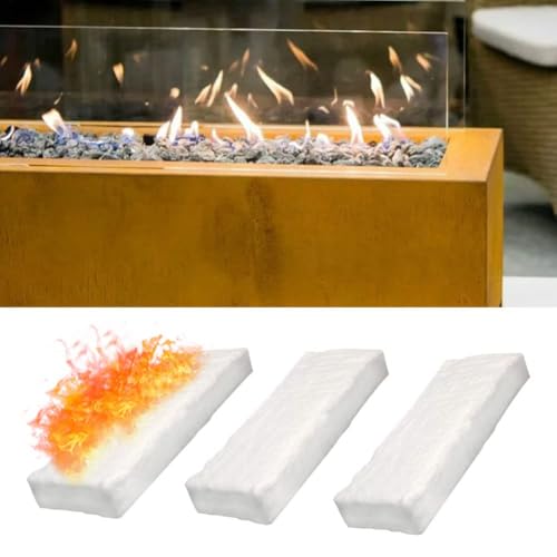 NVARUPC Esponja de lana de cerámica, 3 unidades, bioetanol, para chimenea de seguridad, 30 x 10 x 1,5 cm