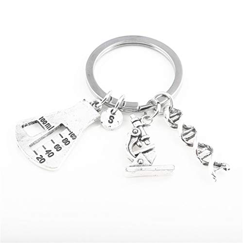 Preisvergleich Produktbild LoveAloe Chemisch-Biologisches Experimentelles Werkzeug Dna-Spirale Medizinisches Mikroskop Flasche Schlüsselanhänger Halskette Anhänger, Schlüsselbund