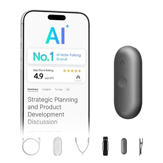 PLAUD NotePin AI Voice Recorder w/App Control, AI Notetaker w/Transcribe & Summary, Supppots 112 Languages, 64GB Memory, Audio Recorder for Lectures & Meetings, Gray