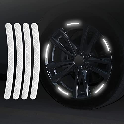 Image of 3D Reflective Wheel Tire Rim Stripes Stickers Decals for Car | Motorcycle & Bicycle - Night Safety Decoration for Automotive(20 Pcs) (White)