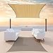 ColourTree 12' x 20' Sand Beige Sun Shade Sail Rectangle Canopy Fabric Cloth Screen, Water Permeable & UV Block UPF50, Heavy Duty, Carport Patio Outdoor - (We Customize Size)