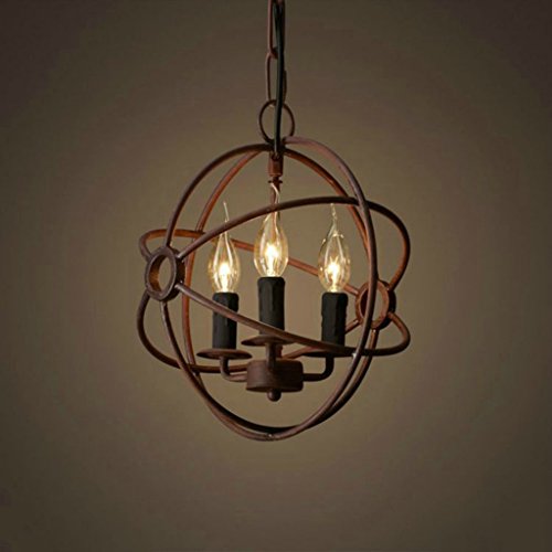 Lustre de plafond rétro en fer rustique et abat-jour en métal rond