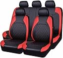 YOUFOX Sitzbezüge Auto Autositzbezüge Universal Set für Honda S2000(AP1) / S2000(AP2) / S2000 Type V(AP2) / S2000 Type S(AP2) / Saber(UA2) Auto Zubehör、Schwarz Rot