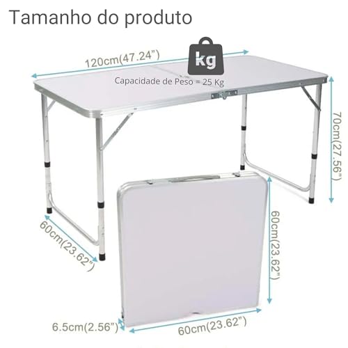 Mesa Dobrável Portátil Multifuncional - Fácil de Montar Desmontar Resistente Leve Maleta Impermeável