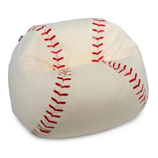 Big Joe Sports Ball Bean Bag Chair, Baseball Plush, Soft Polyester, 2.5 feet