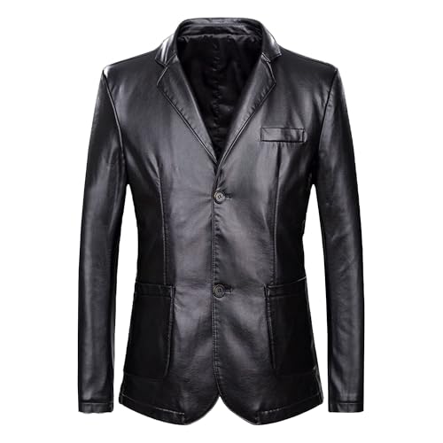 Blazer décontracté pour homme en polyuréthane noir veste mi-longue aux finitions soignées XL