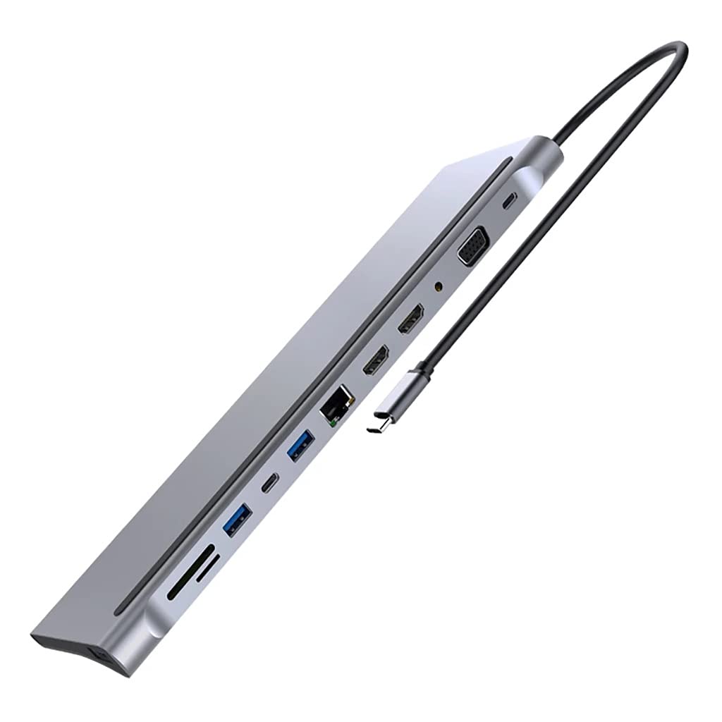 12 in 1 USB C Hub Laptop Docking Station Type-C to Dual HDMI-Compatible VGA USB 3 0 Hub