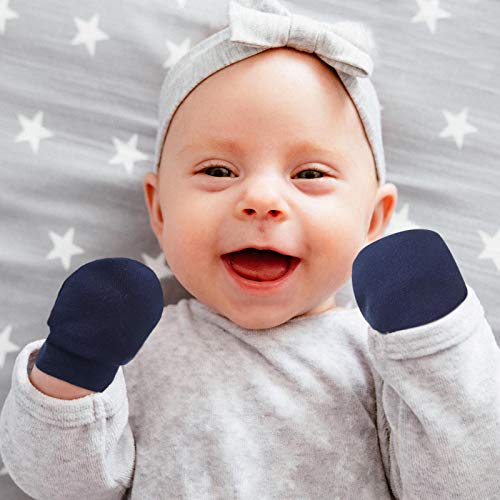 12 Pairs Newborn Baby Mittens Infant Toddler Gloves No Scratch Mittens Gloves For 0-6 Months Baby Boys Girls (Light Blue, White, Gray, Navy Blue, Black, Black-Gray, Cute) #TOP5