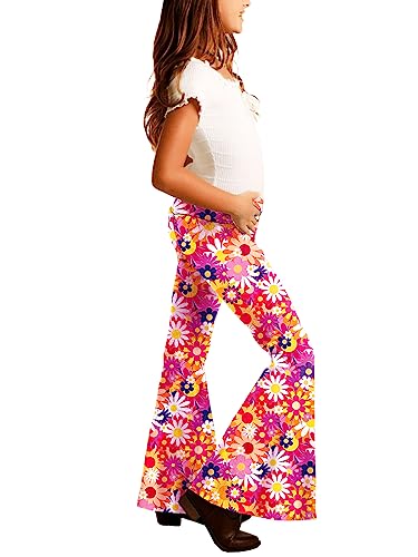 Image of Deerose Girls Halloween Hippie Bell Bottom Pants High Waist Flare Pants 5-14 Years