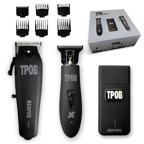 Image of TPOB Slime 2 Barber Hair Clippers Trimmer Shaver Set for Men with Matte Black Case and Steel Fade Blade (Blackout)