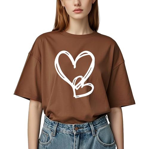 La Mejor Lista de Playera Mujer disponible en línea. 41 RWDKDTX Playeras Básicas Mujer Cuello Redondo, Camiseta Mujer(M,Casual Marrón)