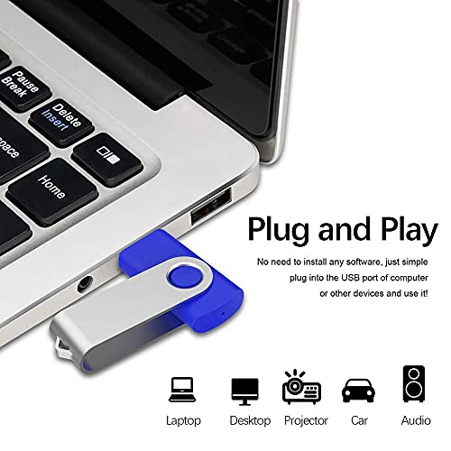 Image of Aiibe 10 Pack 64GB USB Flash Drive 64 GB Flash Drive 64G USB 2.0 Memory Stick Thumb Drive Data Storage Jump Drives 64GB Zip Drives Wholesale /Lot /Bulk (Blue)