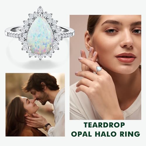 4.5 Carat Teardrop Engagement Birthstone Ring Sterling Silver Pear Cut Sapphire/Ruby/Emerald/Amethyst/Aquamarine Halo Ring Promise Anniversary Rings for Women Size 6-103