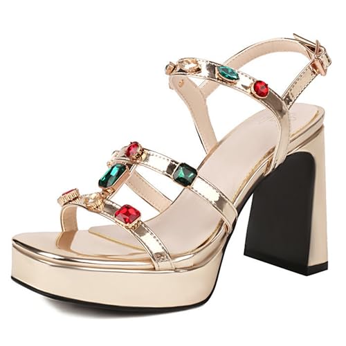 Sandales talons épais strass confortables pour grand mariage