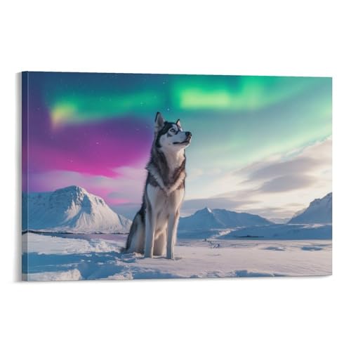 Chien de traîneau de l'Alaska tableau toile 40x60cm pour remplacer un mur vide et triste en bureau inspirant