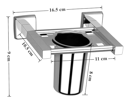Image of Plantex (Primax) Square Stainless Steel Tooth Brush Holder /Tumbler Holder /Bathroom Accessories - (Chrome) - Pack of 1