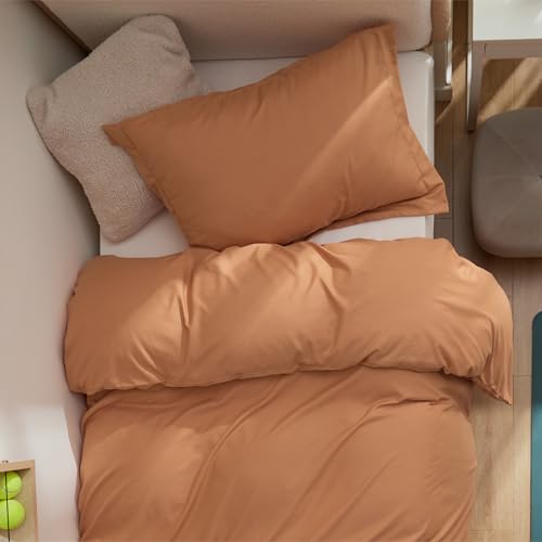 Image of Bedsure Twin /Twin XL Duvet Cover, Soft Double Brushed Bedding Set, Orange | For Kids & Adults, 68 inchx90 inch Comforter Cover, Hotel Luxury, All Season, Breathable, Easy Care, Lightweight, Zipper Closure