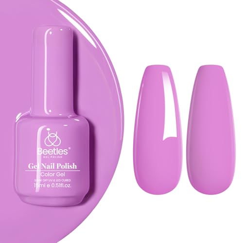 Image of Beetles Purple Gel Nail Polish - 1 Pcs 15ml Bright Purple Gel Polish Summer Colors All Season Soak Off DIY Manicure Salon Uv Fuchsia Shades Nail Art Design Gift for Women Girl