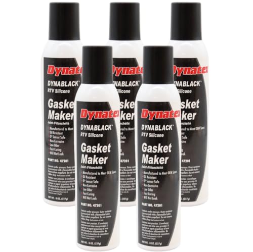Image of Dynatex DynaBlack RTV Silicone Gasket Maker 8oz Auto Can - 500F High Temperature, Sensor Safe, Low Odor, and Non-Corrosive Silicone Sealing Compound Made in the USA (5-Pack)