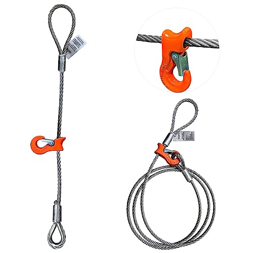 Yatointo GU365 Single Leg Wire Rope Sling 2.5T/5500Lbs Rated Load 12 Feet Length 0.5 Inch Dia Flemish Eye Loop To Heavy-Duty Thimble cover
