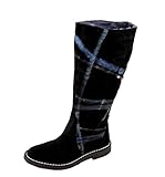  Delacroix Stiefel Shoe Damenstiefel Lammfell Winterstiefel Montone schwarz-blau (36, schwarz-blau)
