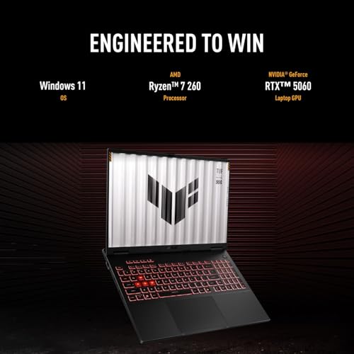 Image of ASUS TUF A16 RTX 5060 Gaming Laptop, 16 inch FHD+ 165Hz Display, AMD Ryzen 7 260 (Beats Intel i7-14700), NVIDIA RTX 5060, 32GB DDR5 RAM, 1TB SSD, RGB Backlit KB, RJ-45, Bundle with PCO Laptop Cooler