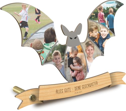Fledermaus Geschenk personalisiert - Foto Geschenk Holzbild - Fledermaus Geschenke, Fledermaus Geburtstagsgeschenk, Fledermaus Geschenke zum Geburtstag, Fotomosaik