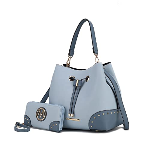 Image of MKF Collection Women's Bucket Bag With Wristlet Wallet, Vegan Leather Hobo Bag Handbag Set Crossbody Bag by Mia K