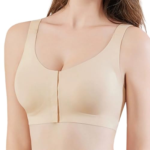 Post-BH zur Brustrekonstruktion, Nahtloser BH mit Frontverschluss bei Brustkrebs, Bequeme und vielseitige Unterwäsche für den ganzen (Beige, XL)