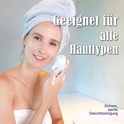 myHomeBody Konjac Schwamm, Natürliche Konjac-Gesichtsschwämme - für sanfte Gesichtsreinigung und Peeling - mit Aktivkohle und Aloe Vera, 4er-Set.