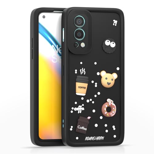 Image of Pikkme Back Cover for Oneplus Nord 2 5G | Cute Fun Cartoon 3D Bear Silicone Full Body Protection Bumper Case (Black)