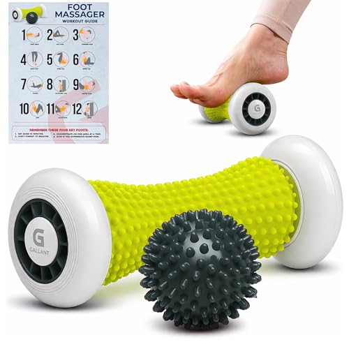 Gallant Foot Massager Roller for Plantar Fasciitis Foot Roller & Spiky Massage Ball Set Plantar Fasciitis Support Reflexology Foot Massage Roller Tool for Home Use (Black)
