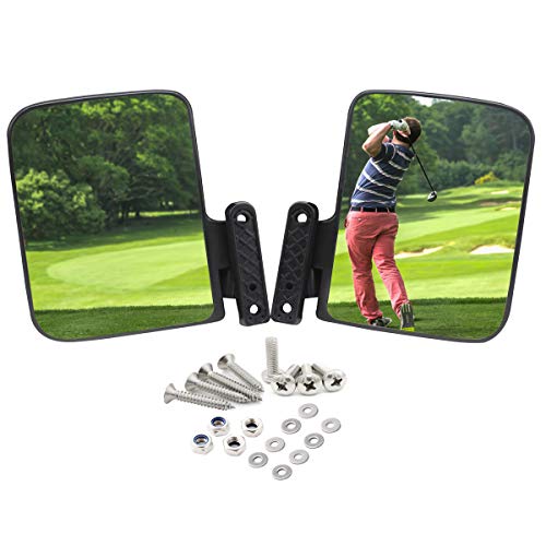 HKOO Golf Cart Folding Side View Mirrors for Club Car, EZGO, Yamaha, Star, Zone Carts