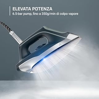 Rowenta Turbosteam Generatore di Vapore Compatto e Potente con Piastra MicroSteam400 e Serbatoio XL da 1,7L, Con Modalità Eco e Stiratura Verticale, VR8323