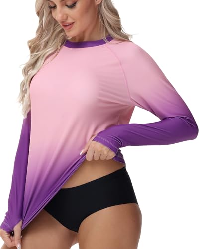 Rash Guard for Women UV Protection Swim Shirts Long Sleeve Quick Dry Water Tops Swimsuit with Thumb Hole