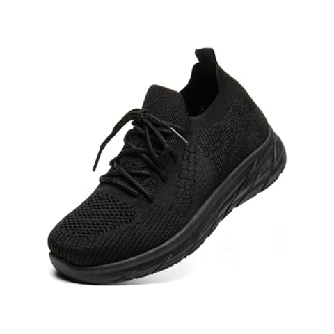 Bernal Walking Sneakers for Women Casual Soft Comfy Breathable Tennis Shoes Non Slip Mesh Work Shoes Shopping Gym (Black/Shoelace 8.5) Cover