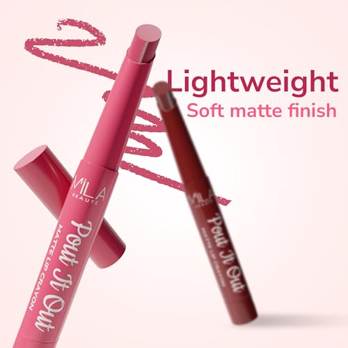 Image of Mila Beaute Pout It Out Matte Lip Crayon | Highly Pigmented & Enriched With Jojoba Oil | Soft Matte Finish | Creamy & Light Weight Texture | Smooth Glide Application | Shade - (Cinderella 1.25g)