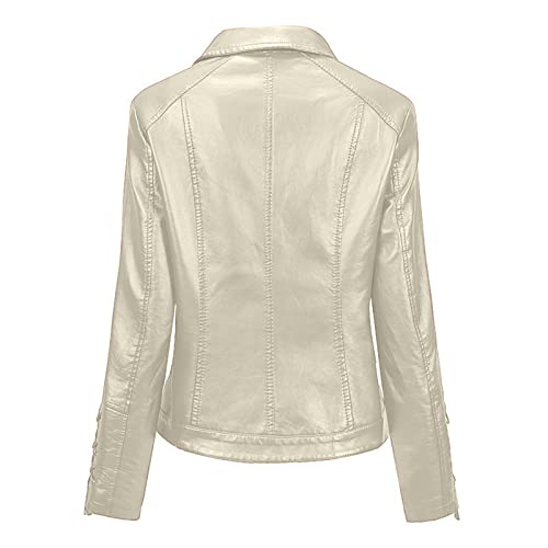 Leather Jacket For Women Plus Size Slim Fit Lapel Collar Long Sleeve Jacket Coat Fall Winter Long Sleeve Zip Coat #TOP3