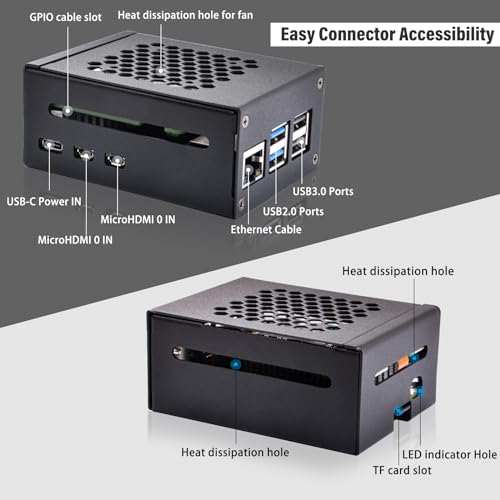 Image of GeeekPi Metal Case for Raspberry Pi 5, with Official Raspberry Pi M.2 HAT+ and Active Cooler, Support M.2 SSD 2230 /2242