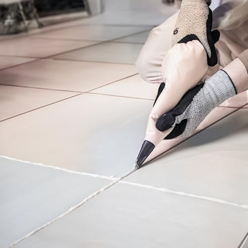 MIVOS Fugenfüller Beutel - Profi Mörtelbeutel mit Spitze - Metallspitze - reißfester Fugenbeutel - Austauschbare Spitzen - Wasserdicht - Wiederverwendbar - grau