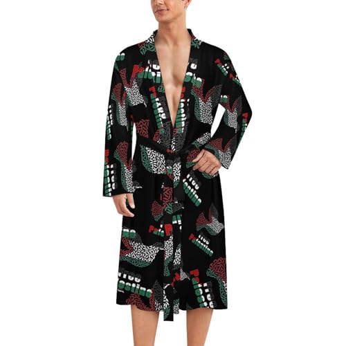 Free Palestine Palestinian Peace Mens Robe Long Sleeve Bathrobe Lightweight Nightgown Sleepwear for Spa Shower